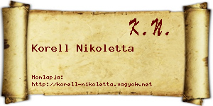 Korell Nikoletta névjegykártya